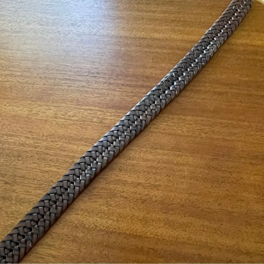 PGA Tour Men's Top Grain Leather Woven Braided Belt Brown Cognac Size 40